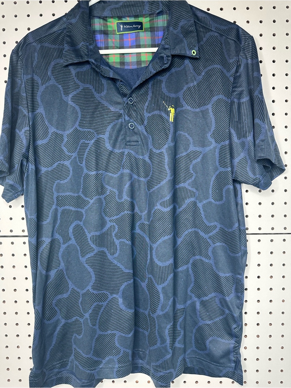 William Murray Men's Navy Patterned Polo Shirt